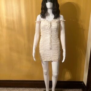 Elegant Cream Off-Shoulder Dress